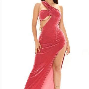 Pink/Mauve Velvet formal/Cocktail Dress with cut outs.